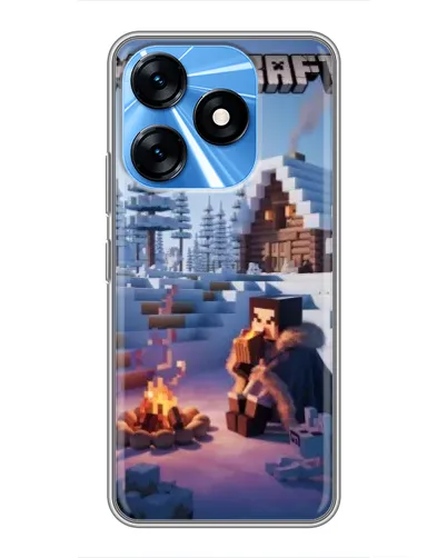 Чехол для TECNO Spark 10 с картинкой «Зимний Minecraft»