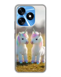 Чехол для TECNO Spark 10 с картинкой «Пара единорогов»