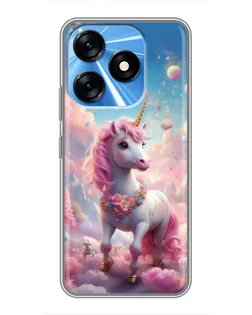 Чехол для TECNO Spark 10 с картинкой «Единорог среди облаков»