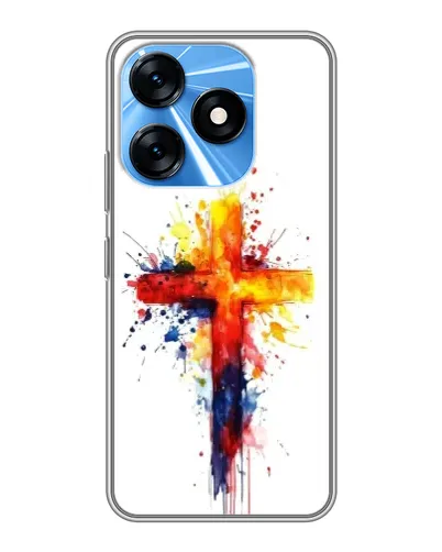 Чехол для TECNO Spark 10 с картинкой «Акварельный крест»