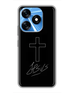 Чехол для TECNO Spark 10 с картинкой «Графический крест Jesus»