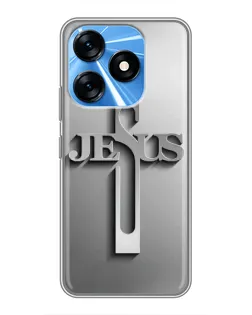 Чехол для TECNO Spark 10 с картинкой «Металлический крест Jesus»