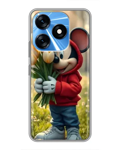 Чохол для TECNO Spark 10 з картинкою «Міккі з тюльпанами»
