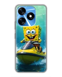 Чехол для TECNO Spark 10 с картинкой «Спанч Боб на гидроцикле» Чехол для TECNO Spark 10 с картинкой «Спанч Боб на гидроцикле»