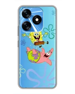 Чохол для TECNO Spark 10 з картинкою «Спанч Боб та Патрік»