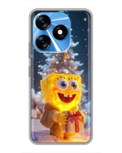 Чохол для TECNO Spark 10 з картинкою «Різдвяний Спанч Боб»