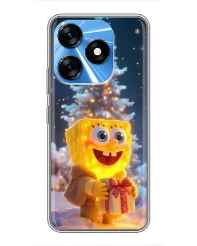 Чохол для TECNO Spark 10 з картинкою «Різдвяний Спанч Боб»