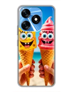 Чохол для TECNO Spark 10 з картинкою «Спанч Боб морозиво»