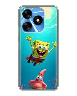 Чехол для TECNO Spark 10 с картинкой «Спанч Боб под водой»