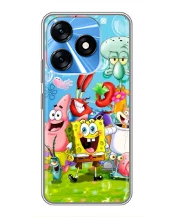 Чехол для TECNO Spark 10 с картинкой «Губка Боб и друзья»