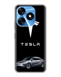 Чехол для TECNO Spark 10 с картинкой «Tesla Model Y»