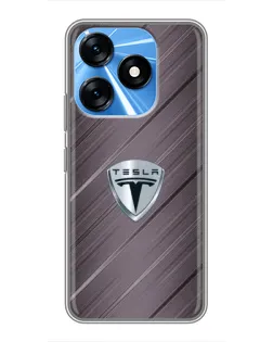 Чехол для TECNO Spark 10 с картинкой «Металлическая текстура Tesla»