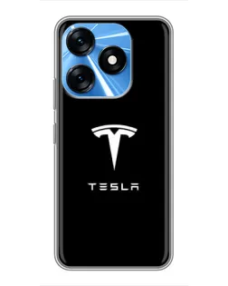 Чехол для TECNO Spark 10 с картинкой «Tesla White Logo»