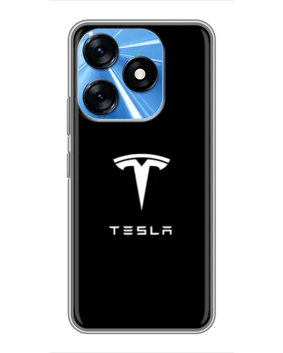 Чехол для TECNO Spark 10 с картинкой «Tesla White Logo»
