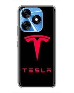 Чехол для TECNO Spark 10 с картинкой «Tesla Red Logo»