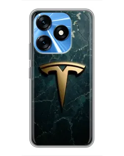 Чехол для TECNO Spark 10 с картинкой «Мраморная Tesla Gold»