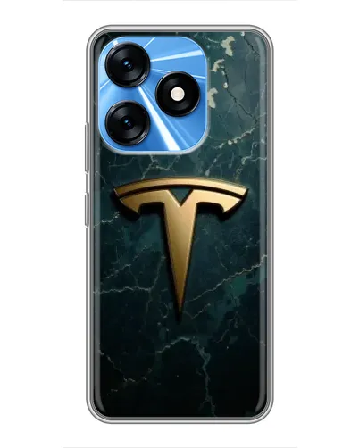 Чехол для TECNO Spark 10 с картинкой «Мраморная Tesla Gold»