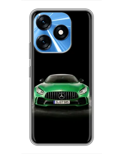 Чехол для TECNO Spark 10 с картинкой «Mercedes — неоновый лого»