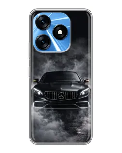 Чехол для TECNO Spark 10 с картинкой «Mercedes в дыму»