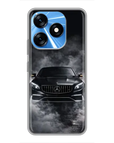 Чехол для TECNO Spark 10 с картинкой «Mercedes в дыму»