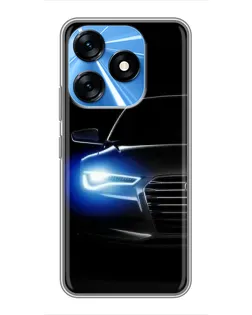 Чехол для TECNO Spark 10 с картинкой «Неоновый взгляд Audi»