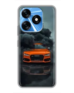 Чехол для TECNO Spark 10 с картинкой «Audi в облаках дыма»