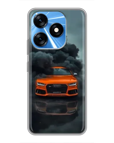 Чехол для TECNO Spark 10 с картинкой «Audi в облаках дыма»
