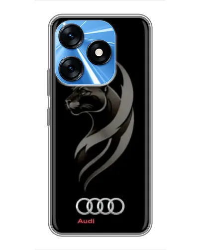Чехол для TECNO Spark 10 с картинкой «Графика — пантера и Audi»