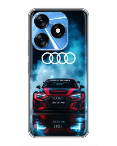 Чехол для TECNO Spark 10 с картинкой «Audi Sport — неон»