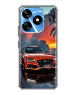 Чехол для TECNO Spark 10 с картинкой «Audi — закат»