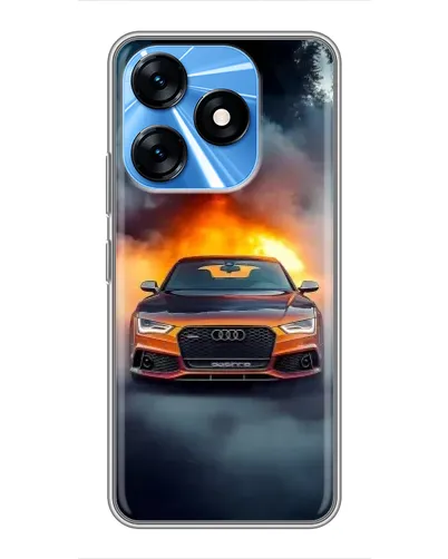 Чехол для TECNO Spark 10 с картинкой «Audi в огненном дыму»