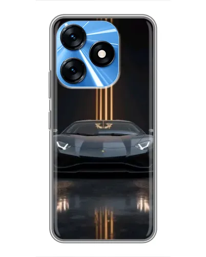 Чехол для TECNO Spark 10 с картинкой «Lamborghini золотые линии»