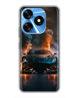 Чехол для TECNO Spark 10 с картинкой «Lamborghini дымная эстетика»