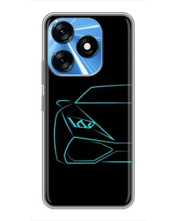 Чехол для TECNO Spark 10 с картинкой «Голубой силуэт Lamborghini»