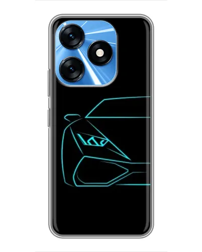 Чехол для TECNO Spark 10 с картинкой «Голубой силуэт Lamborghini»