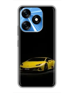 Чехол для TECNO Spark 10 с картинкой «Lamborghini желтый акцент»