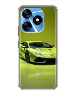 Чехол для TECNO Spark 10 с картинкой «Салатовый Lamborghini Huracan»