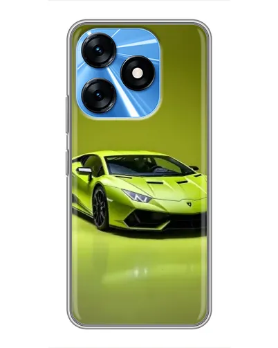 Чехол для TECNO Spark 10 с картинкой «Салатовый Lamborghini Huracan»