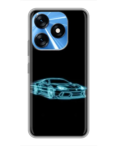 Чехол для TECNO Spark 10 с картинкой «Неоновый контур Lamborghini»