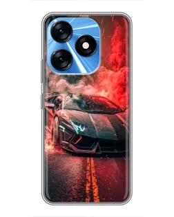 Чехол для TECNO Spark 10 с картинкой «Lamborghini красный дым»
