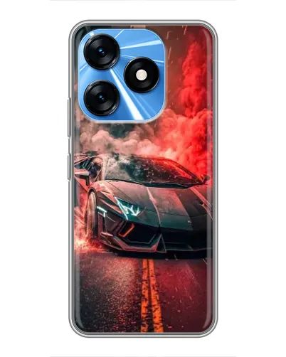 Чехол для TECNO Spark 10 с картинкой «Lamborghini красный дым»