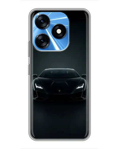 Чехол для TECNO Spark 10 с картинкой «Черный Lamborghini Aventador»