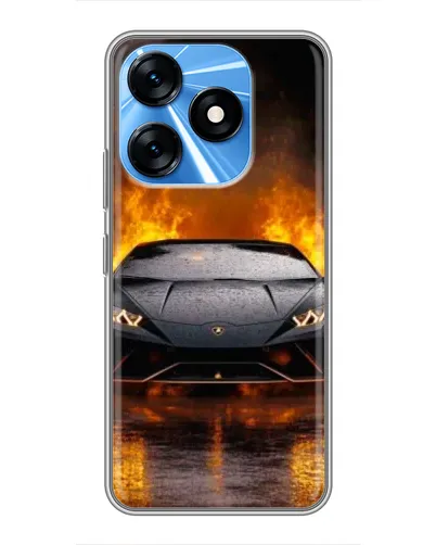 Чехол для TECNO Spark 10 с картинкой «Lamborghini в огне»
