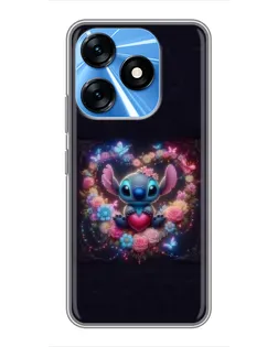 Чохол для TECNO Spark 10 з картинкою «Stitch у квітах»