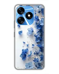 Чехол для TECNO Spark 10 с картинкой «Голубой цветочный каскад»