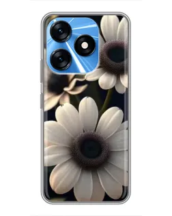 Чехол для TECNO Spark 10 с картинкой «Белые маргаритки макро»