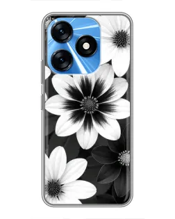 Чехол для TECNO Spark 10 с картинкой «Монохромные астры»