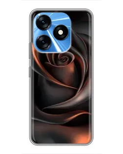 Чехол для TECNO Spark 10 с картинкой «Шелковая черная роза»