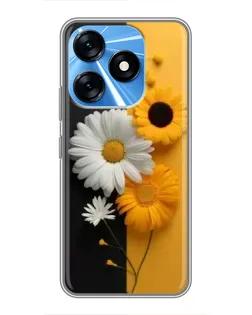 Чехол для TECNO Spark 10 с картинкой «Подсолнух и ромашка»