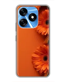 Чехол для TECNO Spark 10 с картинкой «Оранжевые герберы»